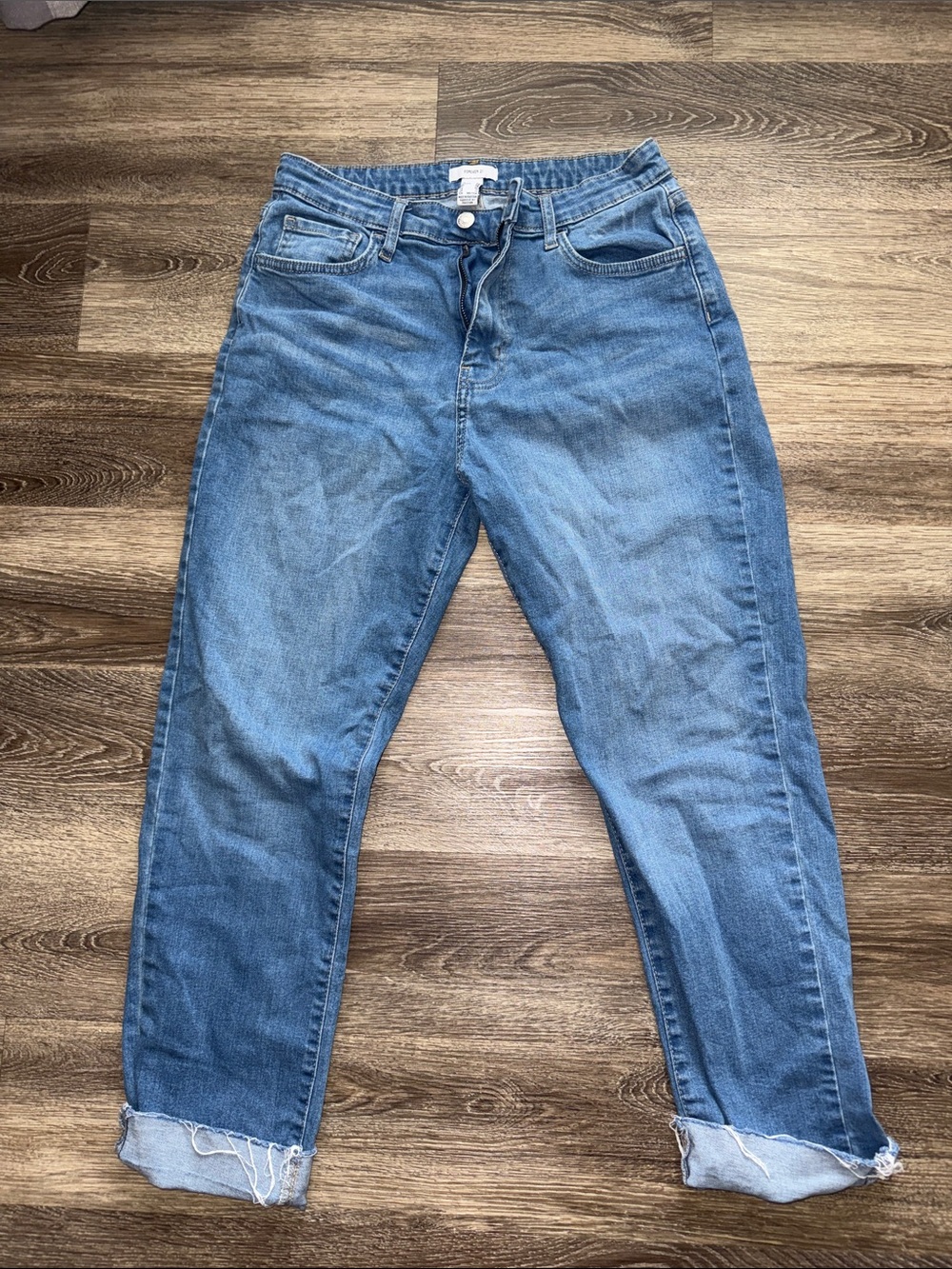 Forever 21 Blue Boyfriend Jeans with Cuffed Hem